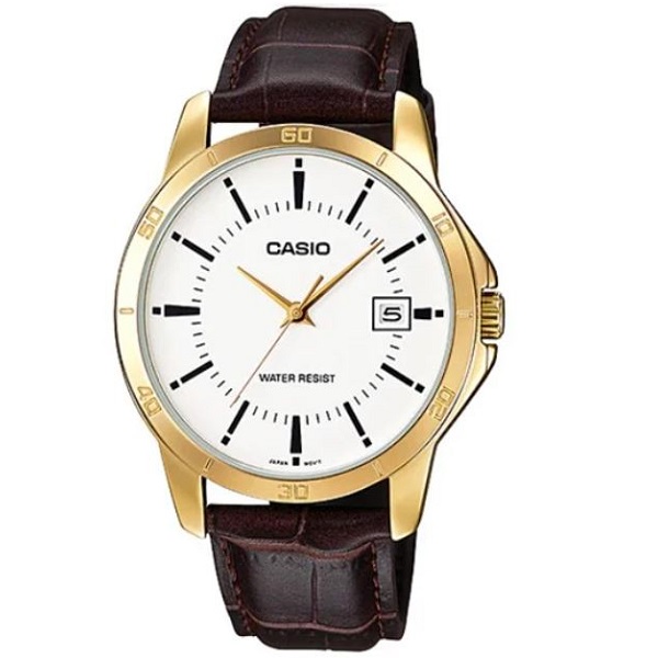 Casio Men's Brown Leather Watch - MTP-V004GL-7AUDF