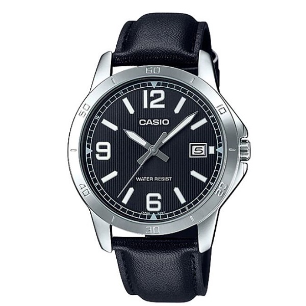 Casio Black Leather Analog Men's Watch - MTP-V004L-1BUDF