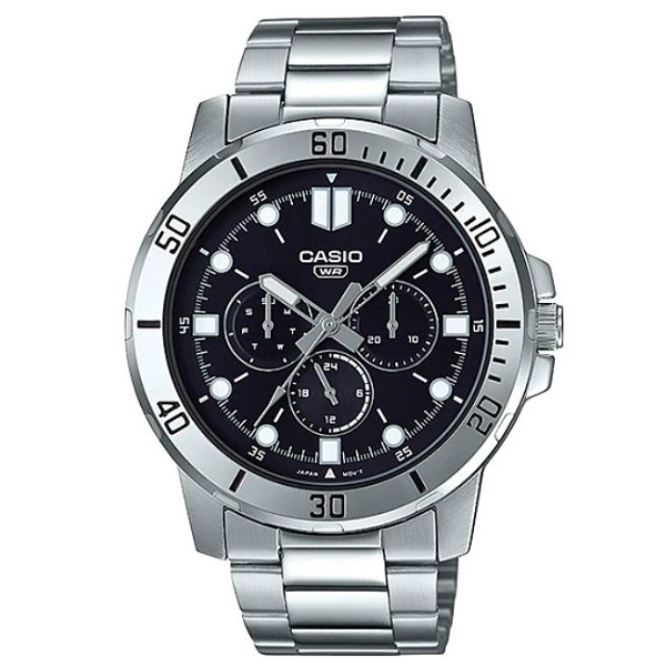 Casio Stainless Steel Black Dial Analog Men's Watch - MTP-VD300D-1EUDF