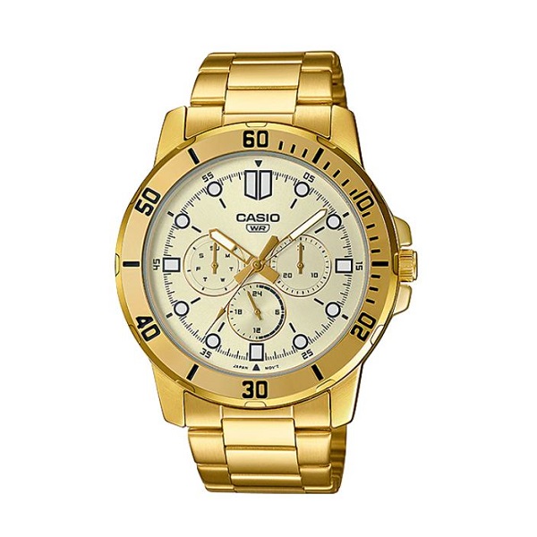 Casio Stainless Steel Gold Band Analog Watch for Men - MTP-VD300G-9EUDF