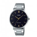 Casio Stainless Steel Black Dial Analog Men's Watch - MTP-VT01D-1BUDF