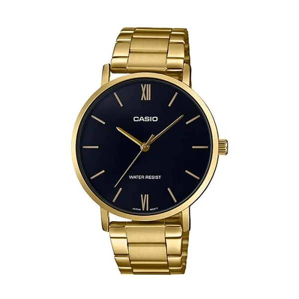 Casio Stainless Steel Gold Band Analog Watch for Men - MTP-VT01G-1BUDF