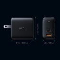 Aukey Dual-Port 65W Pd Wall Charger With Gan Power Technology, Black - PA-B3 BK QC + PD