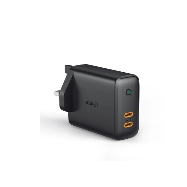 Aukey Dual-Port 36W PD Wall Charger with Dynamic Detect, Black - PA-D2 BK