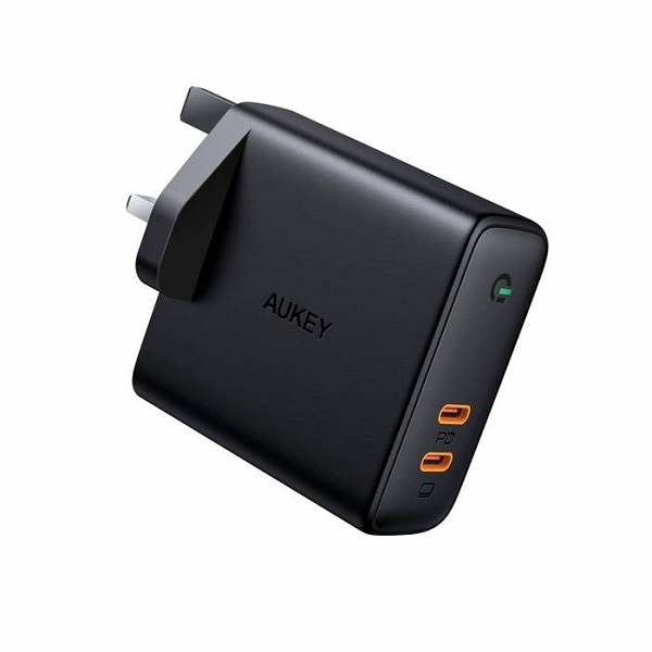 Aukey Dual-Port 63W PD Wall Charger with Dynamic Detect, Black - PA-D5 BK