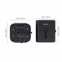 Aukey Universal Adapter with 3 Ports, Black - PA-TA01 BK