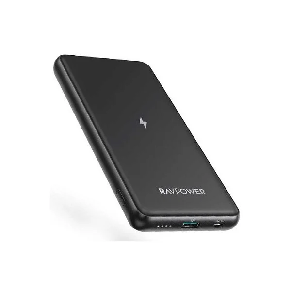 RAVPower 10000mAh 10W Wireless Power Bank, Black - RP-PB084
