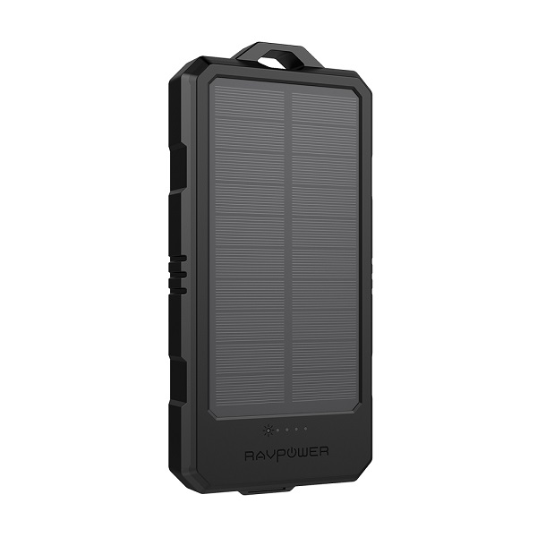 RAVPower 15000mAh Solar Portable Waterproof Power Bank, Black - RP-PB124