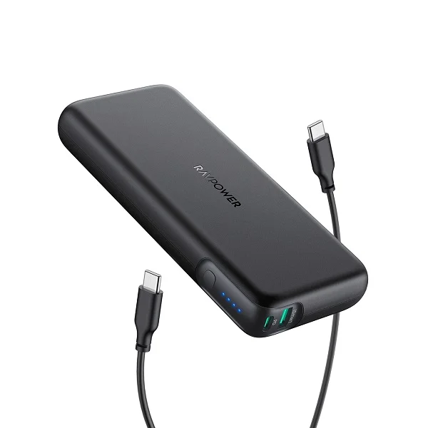 RAVPower PD Pioneer 20000mAh 60W 2-Port Power Bank, Black - RP-PB201