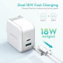 RAVPower 2 Ports?18W?Wall Charger, White - RP-PC110