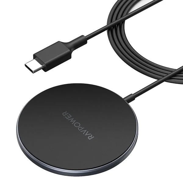 RAVPower Magnetic Wireless Charger for iPhone 12/12 Pro Max/mini/AirPods Pro, Black - RP-WC012