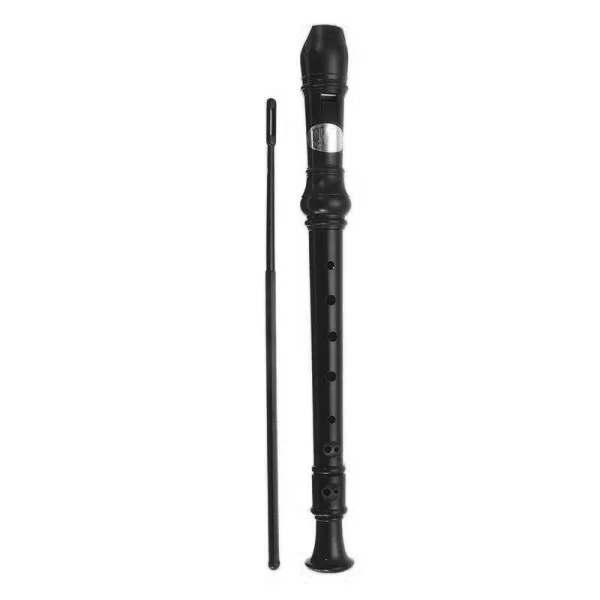 SWAN Soprano Recorder, 8-Hole Plastic Flute with Cleaning Rod For Beginners, Black - SW-8KT-BLACK