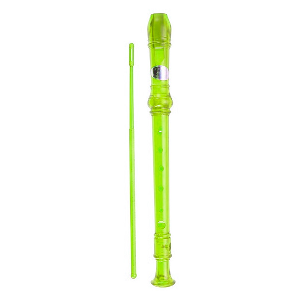 SWAN Soprano Recorder, 8-Hole Plastic Transparent Flute with Cleaning Rod For Beginners, Neon - SW-8KT-NEON