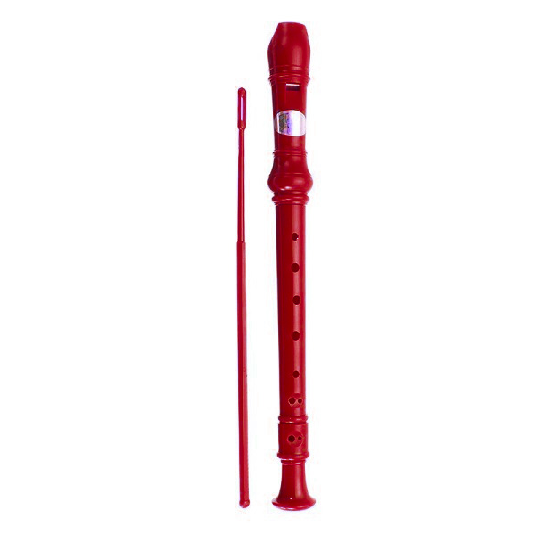 SWAN Soprano Recorder, 8-Hole Plastic Flute with Cleaning Rod For Beginners, Red - SW-8KT-DRED