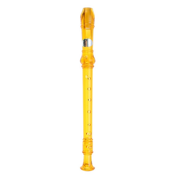 SWAN Soprano Recorder, 8-Hole Plastic Transparent Flute with Cleaning Rod For Beginners, Yellow - SW-8KT-YELLOW