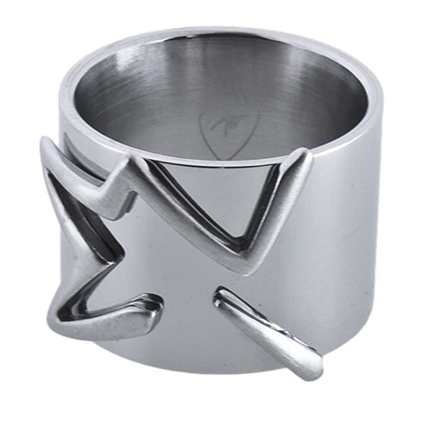 THIERRY MUGLER Wide Band Metal Steel Ring for Women, Silver - T21097