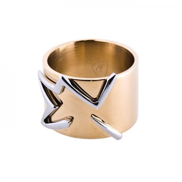 THIERRY MUGLER Wide Band Steel Ring for Women, Gold - T21097D
