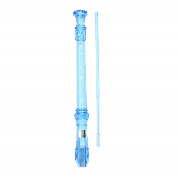 SWAN Soprano Recorder, 8-Hole Plastic Transparent Flute with Cleaning Rod For Beginners, Translucent Blue - SW-8KT-TBLUE