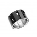 THIERRY MUGLER Wide Band Stainless Steel Ring, Black - T21119N