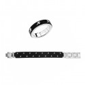 THIERRY MUGLER Black Leather Bracelet & Matching Ring for Women - MUGLER-B1