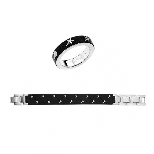 THIERRY MUGLER Black Leather Bracelet & Matching Ring for Women - MUGLER-B1