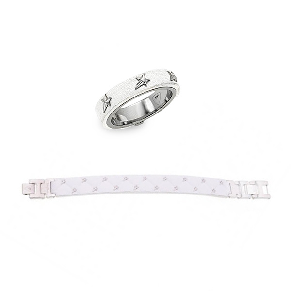 THIERRY MUGLER White Leather Bracelet & Matching Ring for Women - MUGLER-W1