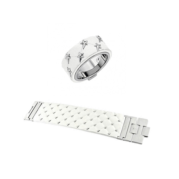 THIERRY MUGLER White Leather Bracelet & Matching Ring for Women - MUGLER-W2