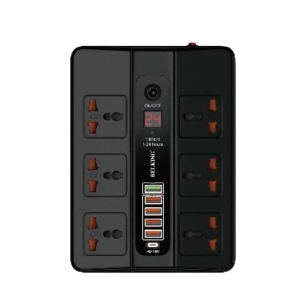 Belking 5-Port USB Hub With 6 Power Socket, Black - BK-3606-BL