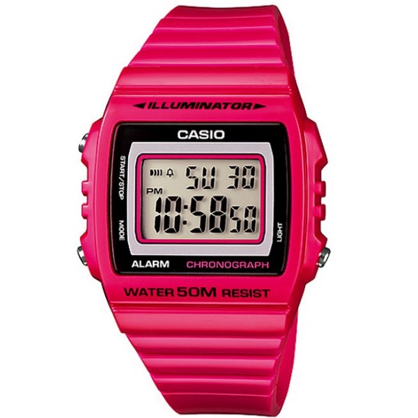 Casio Unisex Pink Resin Band Digital Watch (W-215H-4AVDF)