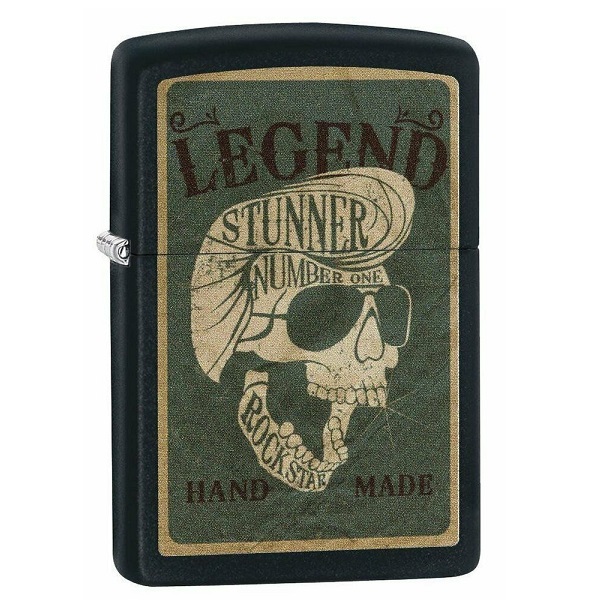 Zippo Black Matte Classic Legendary Skull Windproof Lighter - ZP218-29630