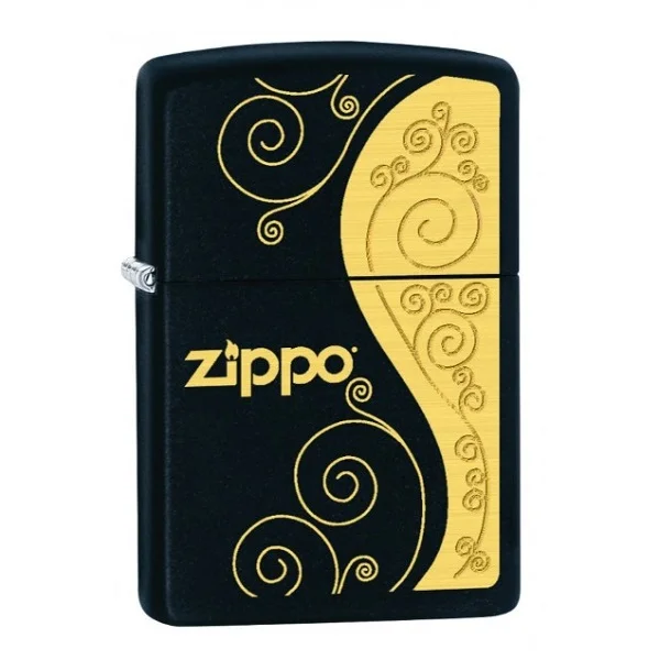 Zippo Elegance Regular Lighter Black and Gold ZP218 Black