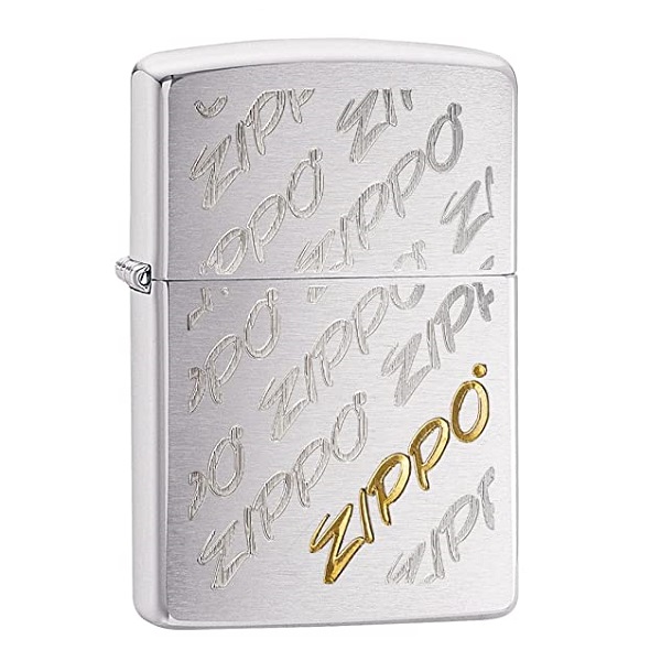 Zippo Brushed Chrome Zippo Script Lighter -ZP28642