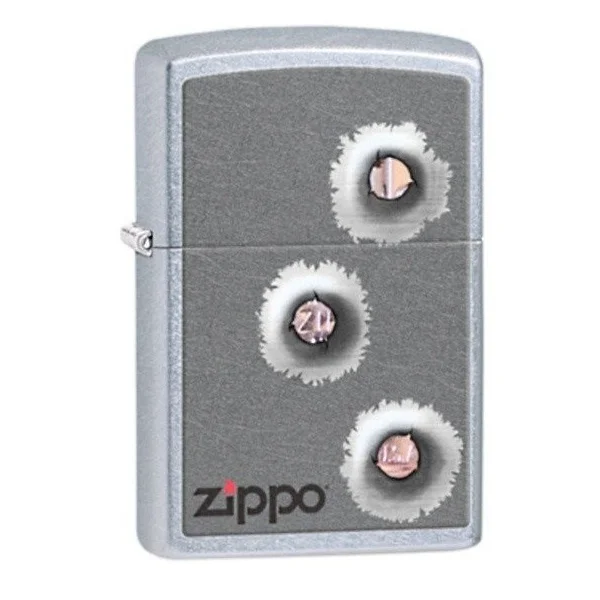 Zippo Bullet Holes Lighter Premium Silver & Dark Grey ZP28870