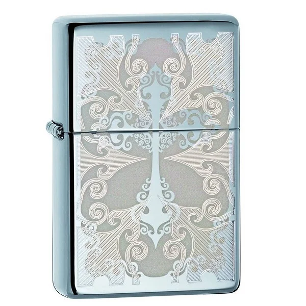 Zippo Engraved Compass Black Ice Lighter - ZP29232