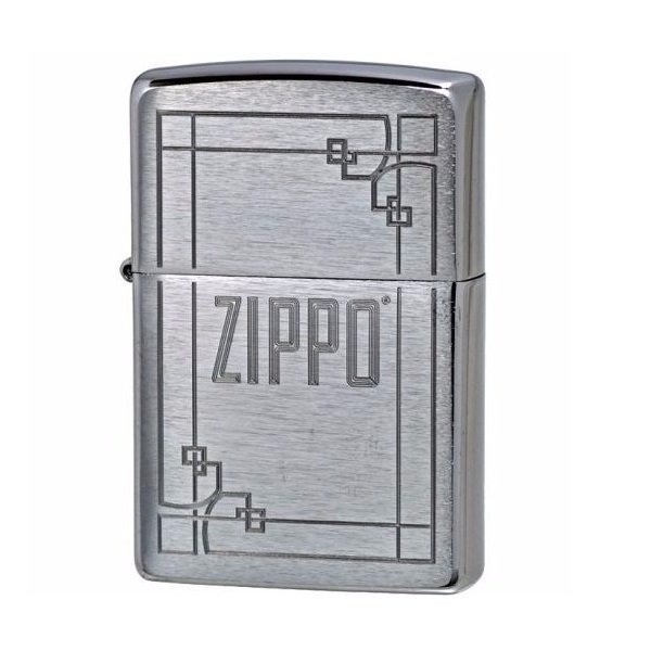 Zippo Logo Brushed Chrome Lighter - ZP29443