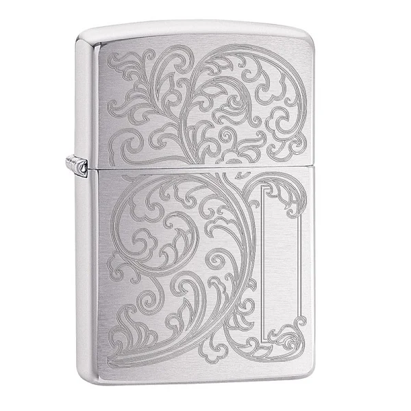 Zippo Vines With Initial Panel Brushed Chrome Lighter- ZP29446