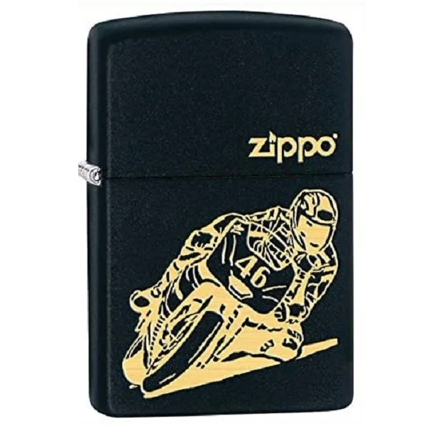 Zippo Motor Cycle Racing Lighter, Black - ZP29471