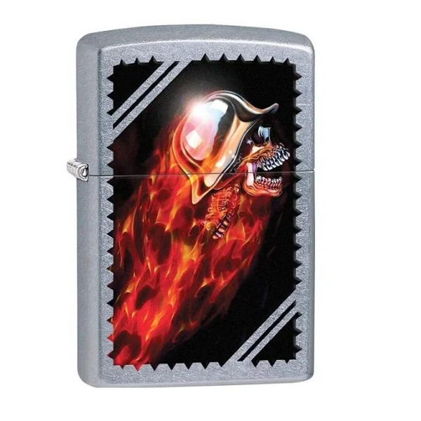 Zippo Skull Flames, Street Chrome Lighter - ZP29067