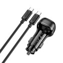 Hoco 48W USB-C PD 30W + USB QC3.0 with Type-C to Type-C Cable Car Charger, Black - Z58A